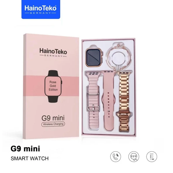 Haino Teko G9 Mini Amoled Ekran Akıllı Saat Bileklik Hediyeli Gold Rose - 5