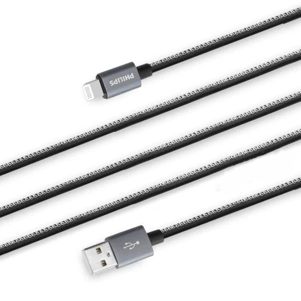 Philips Apple MFI Lisanslı UsbA to Lightning Deri Kaplama 1.2Metre Hızlı Data ve Şarj Kablosu DLC2508B - Resim 3