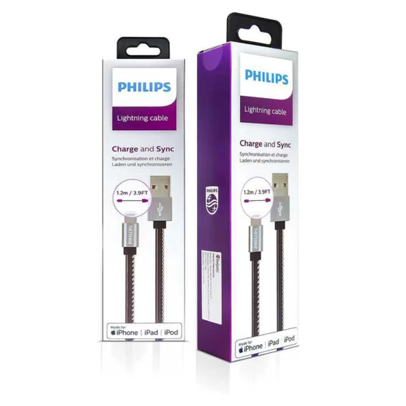 Philips Apple MFI Lisanslı UsbA to Lightning Deri Kaplama 1.2Metre Hızlı Data ve Şarj Kablosu DLC2508B - Resim 4