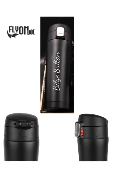 KİŞİYE ÖZEL KİLİT SİSTEMLİ PASLANMAZ ÇELİK MUG TERMOS 450 ML  SIZDIRMAZ - 3