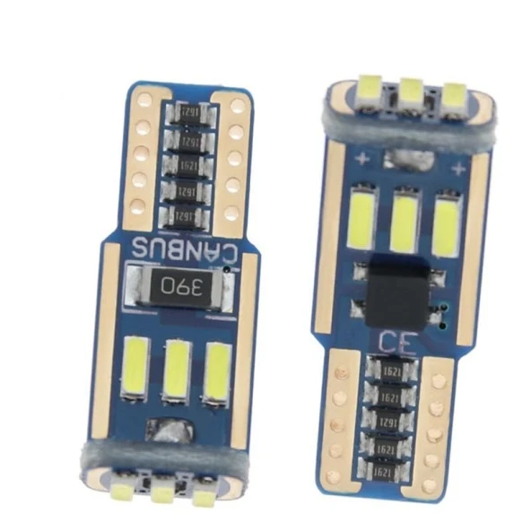 Dekoratif LED Ampul için T10-15Smd 4014 Canbus 12V Çift Beyaz / Laam862