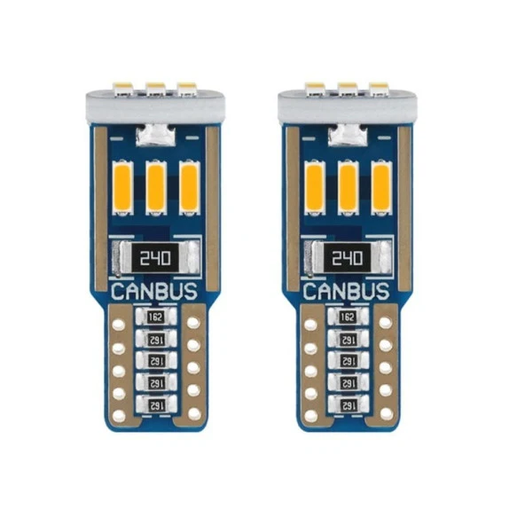 Dekoratif LED Ampul için T10-15Smd 4014 Canbus 12V Çift Turuncu / Laam863