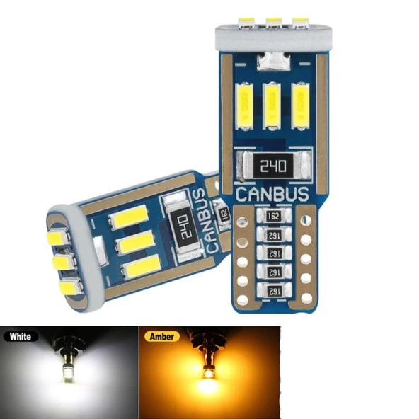 Dekoratif LED Ampul için T10-15Smd 4014 Canbus 12V Çift Turuncu / Laam863 - Resim 2