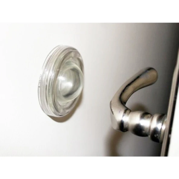 Yapışkanlı Duvar Koruma Stoperi Şeffaf Silikonlu Kapı Kolu Tamponu - 2 Adet - 3