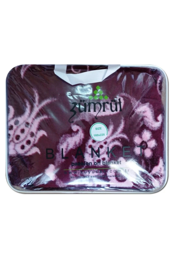 Zümrüt Çift Kişilik Lüks Peluş 1. Sınıf battaniye, bordo - 2
