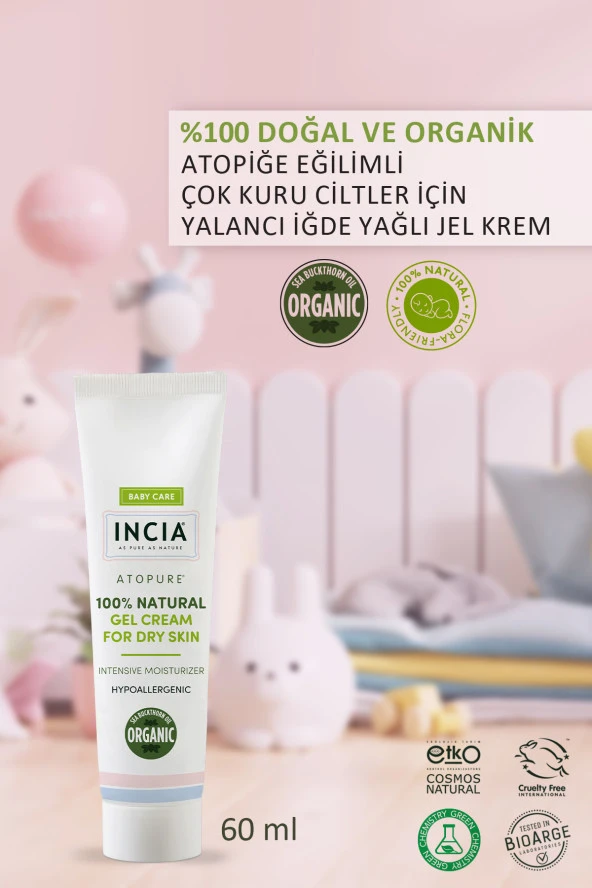 INCIA 100 Doğal Atopiğe Eğilimli Ciltler İçin Jel Krem Çok Kuru Ciltler İçin Yalancı İğde Yağı 60 ml - 2