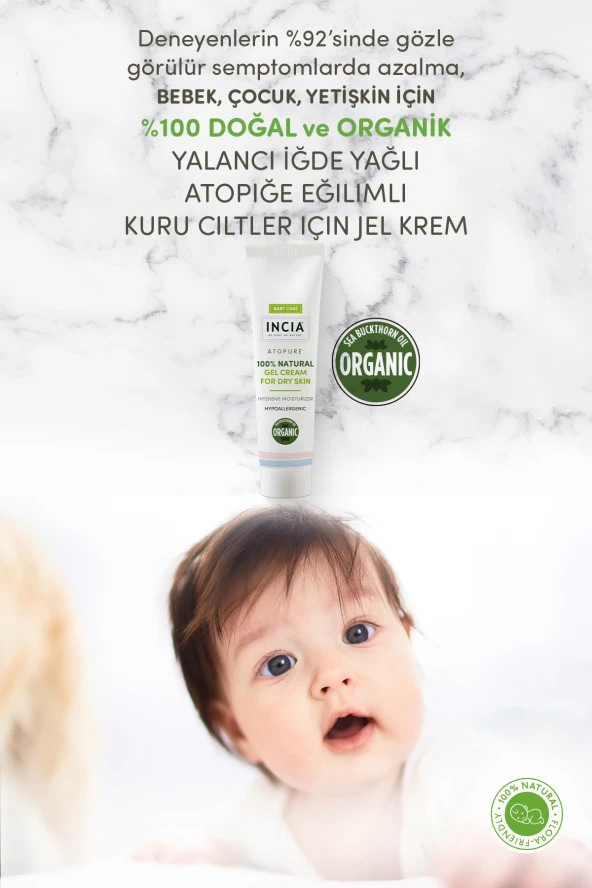 INCIA 100 Doğal Atopiğe Eğilimli Ciltler İçin Jel Krem Çok Kuru Ciltler İçin Yalancı İğde Yağı 60 ml - 6