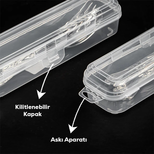 Porsima TE-192 2 li Şeffaf Kalemlik Kalem Kutusu Diş Makyaj Aksesuar Taşıma Saklama Kabı Multix Kutu - 5