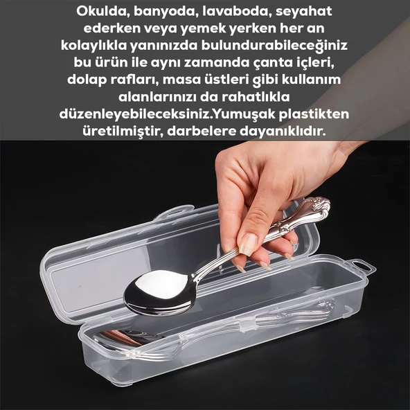 Porsima TE-192 2 li Şeffaf Kalemlik Kalem Kutusu Diş Makyaj Aksesuar Taşıma Saklama Kabı Multix Kutu - 4