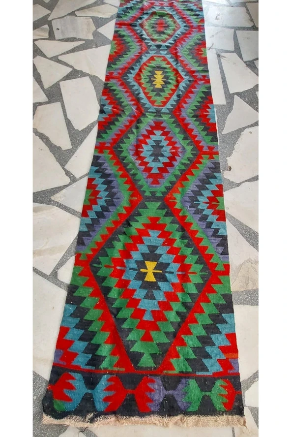 70x300cm El Dokuması Antika Uşak Kilimi Yolluk - 2