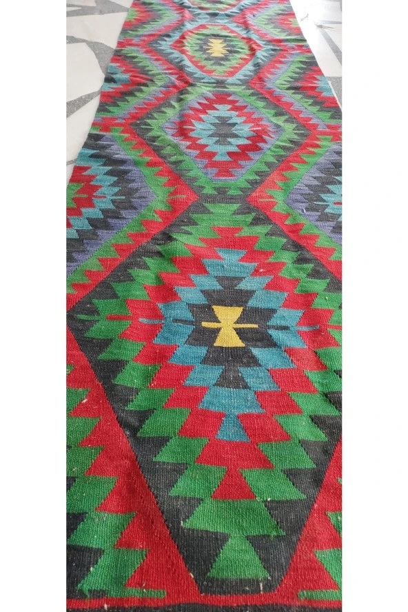 70x300cm El Dokuması Antika Uşak Kilimi Yolluk - 4