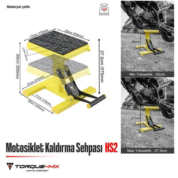 Torque-MX Motosiklet Kaldırma Sehpası HS2 Sarı - 5