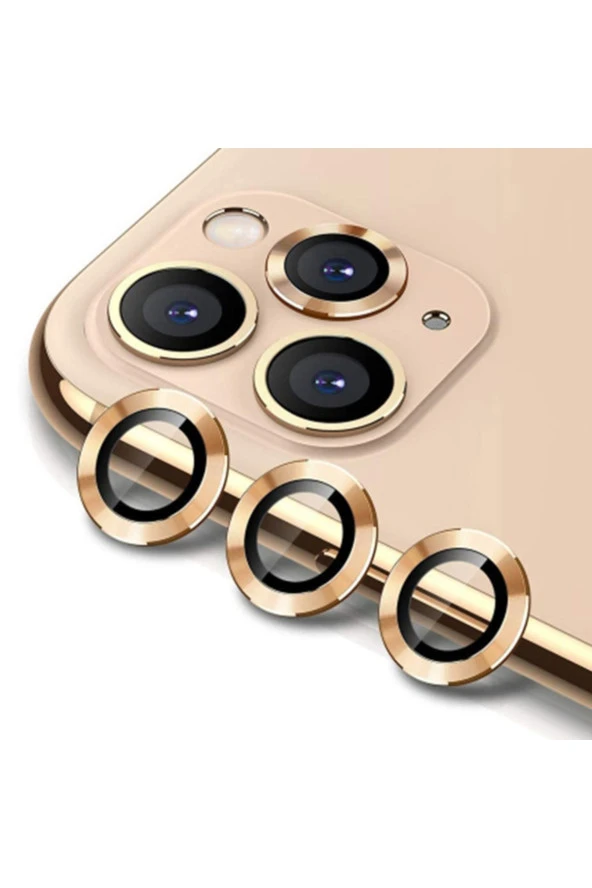 Ally Iphone 11 Pro-11 Pro Max Uyumlu Kamera Lens Koruyucu Aluminium 3 Adet-gold