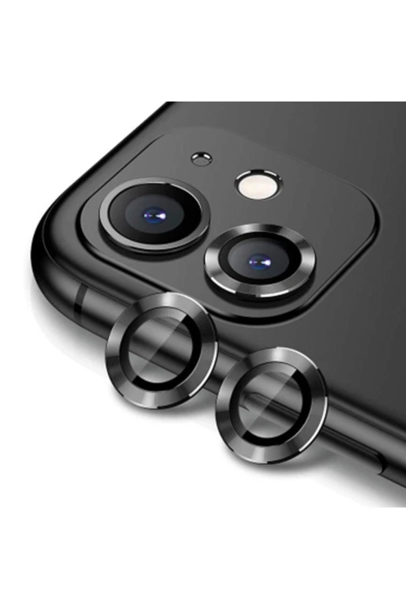 Ally Iphone 11 Uyumlu  6.1 3d Metal Çerçeveli Kamera Lens Koruyucu-siyah