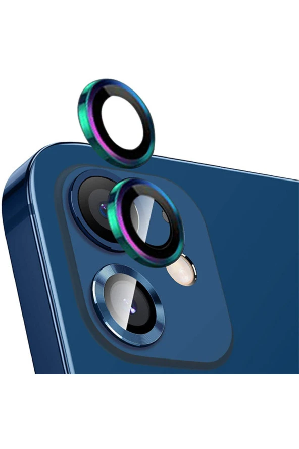 Ally Iphone 12 - 12 Mini 3d Metal Çerçeveli Kamera Lens Koruyucu-çok Renkli Uyumlu