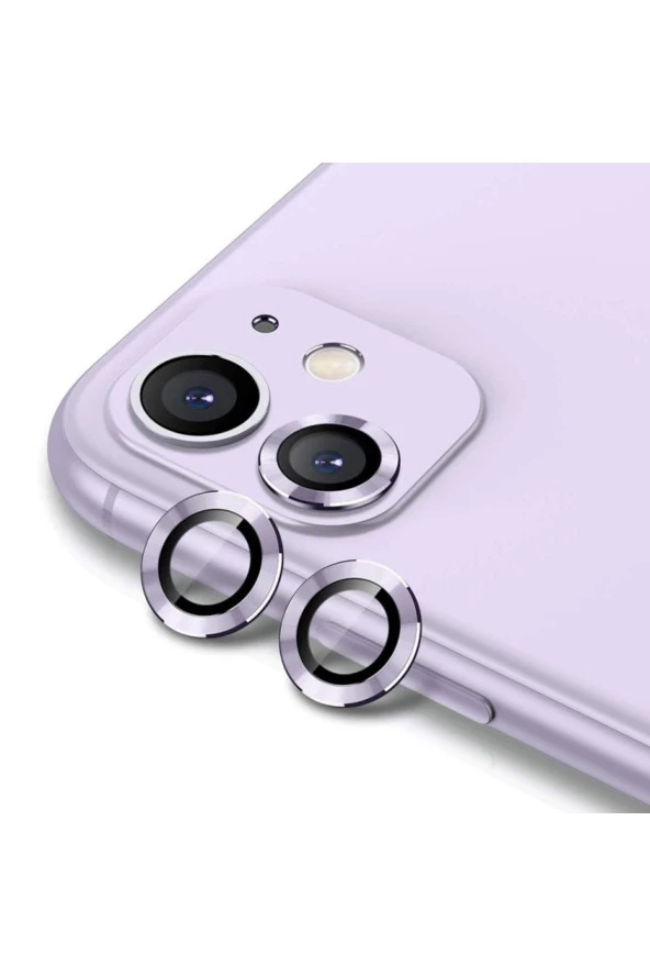 Ally Iphone 11 6.1 Uyumlu 3d Metal Çerçeveli Kamera Lens Koruyucu-mor