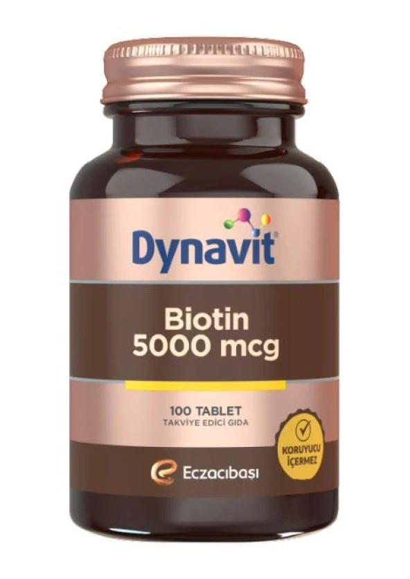Dynavit Biotin İçeren Takviye Edici Gıda 5000 Mcg 100 Tablet ürün görseli 1