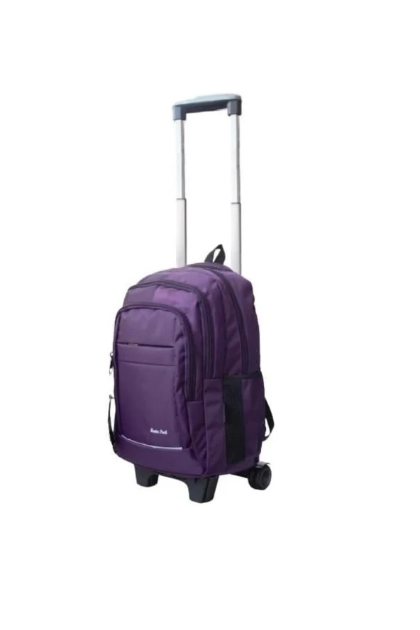 Çekçekli Seyahat Valiz Çantası Dağcı Çanta Outdoor Kabin Boy Fonksiyonel Tekerlekli Sırt Çantası Mor - 2