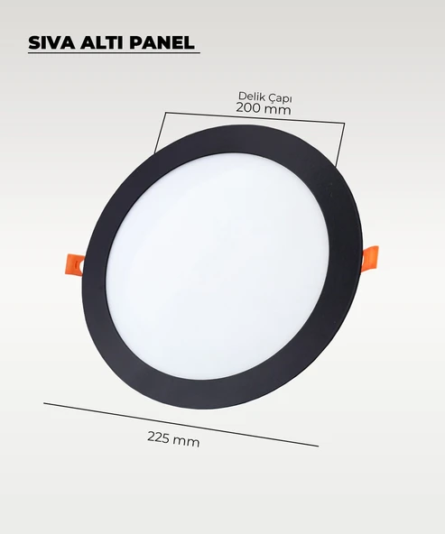 18W Sıva Altı Yuvarlak Siyah Led Panel 4000K (Gün Işığı) - Resim 2