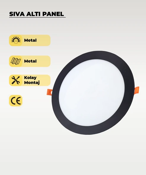18W Sıva Altı Yuvarlak Siyah Led Panel 4000K (Gün Işığı) ürün görseli