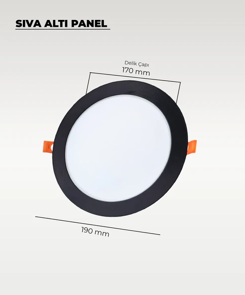 15W Sıva Altı Yuvarlak Siyah Led Panel 4000K (Gün Işığı) - Resim 2