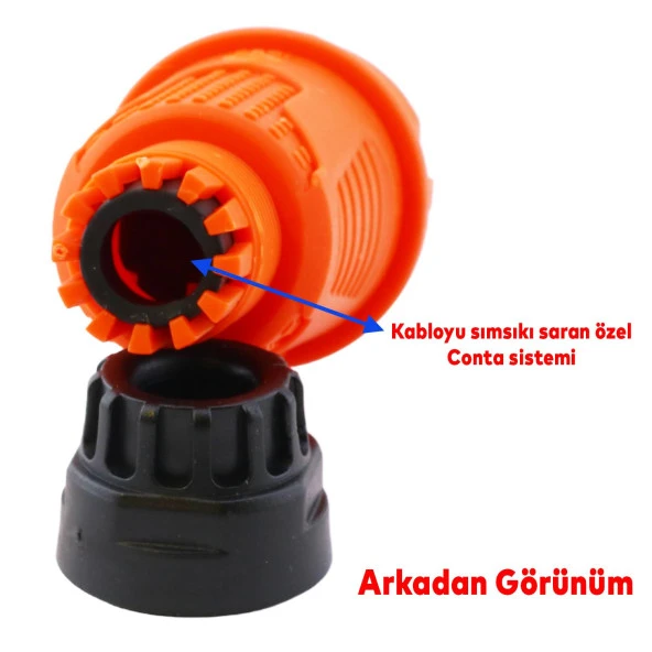 Monofaze Kauçuklu Kablo Bahçe Dış Mekan Korunaklı IP54 Su Geçirmez Turuncu Sağlam Erkek Fiş Tek 16A - 2