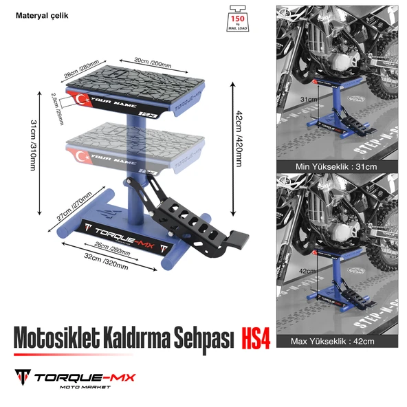 Torque-MX Motosiklet Kaldırma Sehpası HS4 Lacivert - 5
