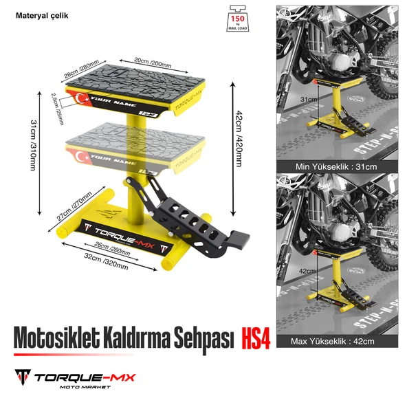 Torque-MX Motosiklet Kaldırma Sehpası HS4 Sarı - Resim 5
