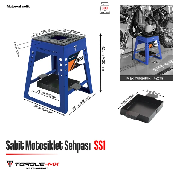 Torque-MX Sabit Motosiklet Sehpası SS1 Lacivert - Resim 5
