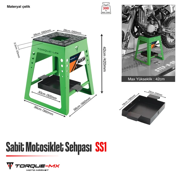 Torque-MX Sabit Motosiklet Sehpası SS1 Yeşil - Resim 5