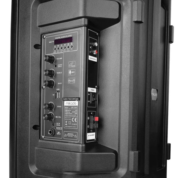 Mikado MD-125KP 40W USB/BT/TF/TWS Led Işıklı Kablosuz ve Kafa Mikrofonlu Toplantı-Parti Hoparlör - 4