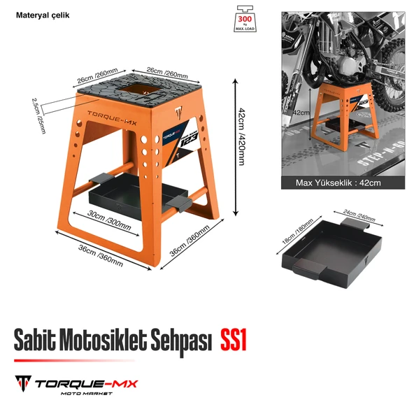 Torque-MX Sabit Motosiklet Sehpası SS1 Turuncu - Resim 5