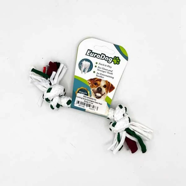 EuroDog Diş İpi İki Düğüm Kalın Yeşil Beyaz 15 cm ürün görseli