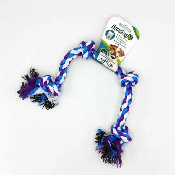 EuroDog Diş İpi Dört Düğüm Mor Mavi Beyaz 50 cm ürün görseli
