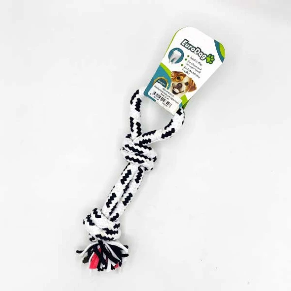EuroDog Diş İpi Halka Çift Düğüm Siyah Beyaz 30 cm ürün görseli