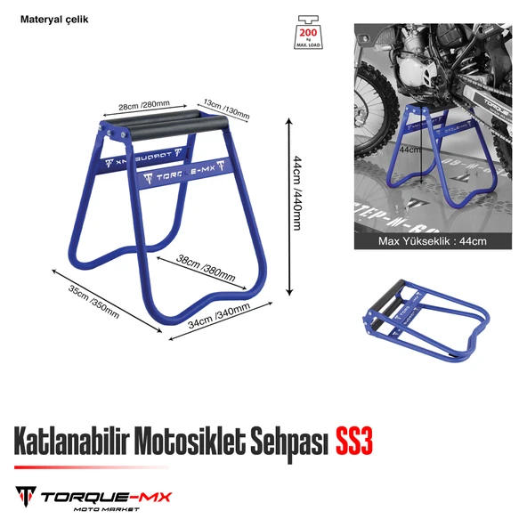 Torque-MX Katlanabilir Motosiklet Sehpası SS3 Lacivert - Resim 5