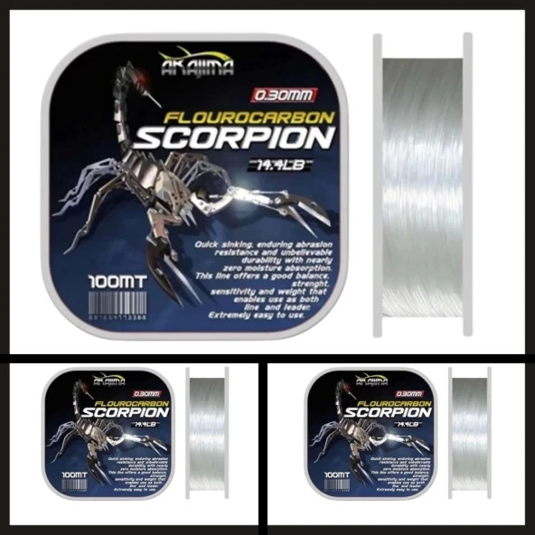 Uyguna-Yakala 100 Mt 0.35 Mm Akajima Scorpion Fluorocarbon Misina-PO.230