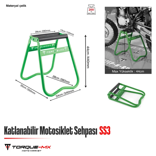 Torque-MX Katlanabilir Motosiklet Sehpası SS3 Yeşil - Resim 5