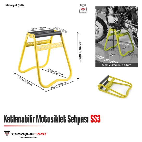 Torque-MX Katlanabilir Motosiklet Sehpası SS3 Sarı - 5