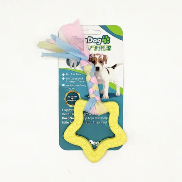 EuroDog Puppy Toys Sarı Beşgen Diş Kaşıma Oyuncağı ürün görseli