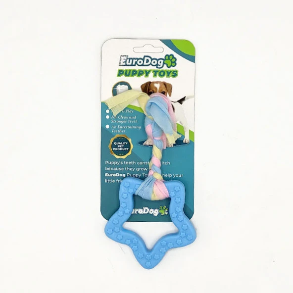 EuroDog Puppy Toys Mavi Beşgen Diş Kaşıma Oyuncağı ürün görseli