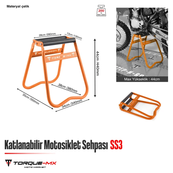 Torque-MX Katlanabilir Motosiklet Sehpası SS3 Turuncu - Resim 5