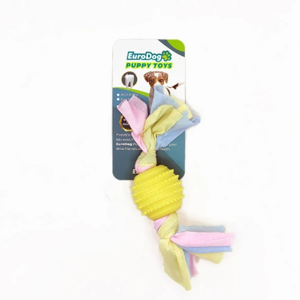 EuroDog Puppy Toys Sarı Tırtıklı Top Diş Kaş.Oy. ürün görseli