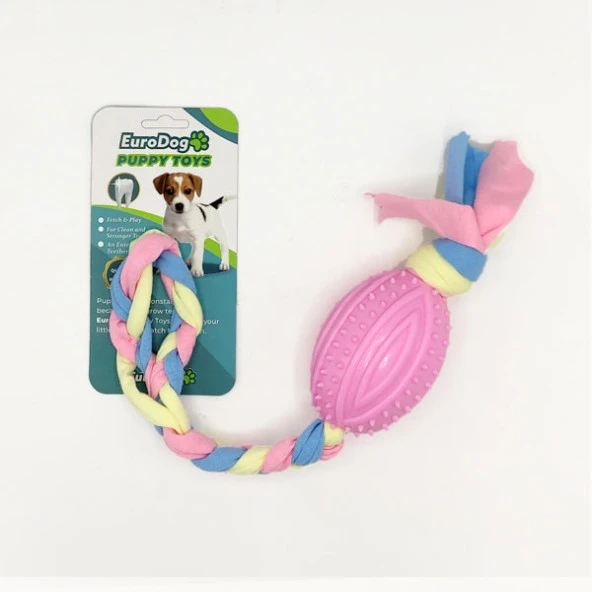 EuroDog Puppy Toys Pembe Rugby Topu Diş Kaşıma Oy. ürün görseli