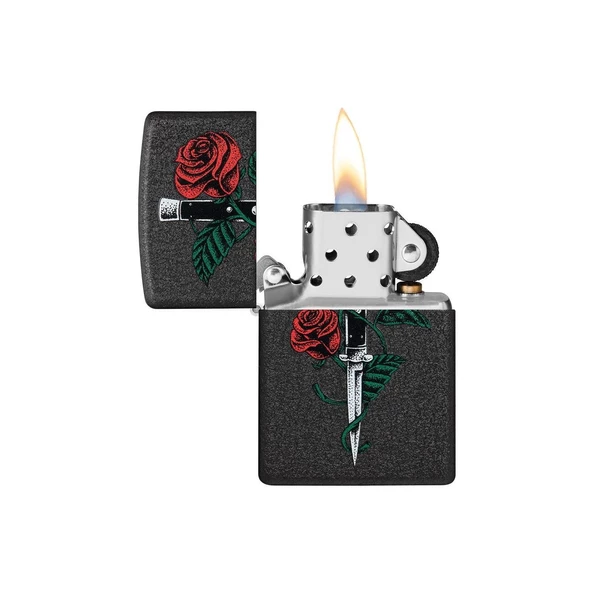 Zippo Çakmak 49778 Rose Dagger Tattoo Design - 3
