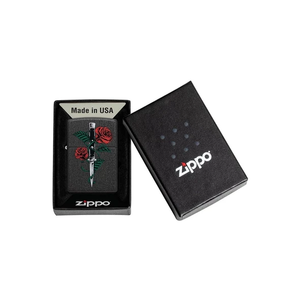 Zippo Çakmak 49778 Rose Dagger Tattoo Design - 5