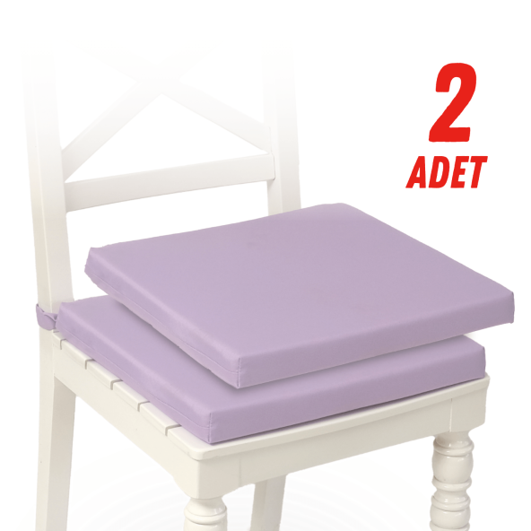 XPERMATE Fermuarlı 2'li Sandalye Minderi Su İtici Kumaş 40x40 cm Sünger Sandalye Minderi Bağcıklı Lila