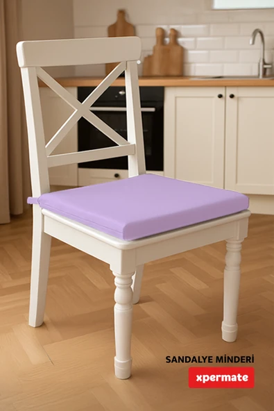 XPERMATE 2'li Sandalye Minderi Su İtici Kumaş 40x40 cm Sünger Sandalye Minderi Bağcıklı Lila - Resim 5