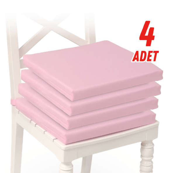 XPERMATE Fermuarlı 2'li Sandalye Minderi Su İtici Kumaş 40x40 cm Sünger Sandalye Minderi Bağcıklı Pembe