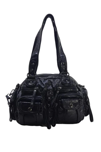 Y.S.Deri Kadın Omuz Çantası Vegan Deri Çok Cepli Çapraz Askılı Bayan Çantası 30 Cm - Resim 4